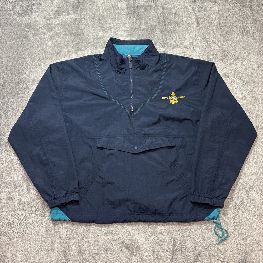 Vintage Gear For Sports Navy USN Chief Pullover Windbreaker Jacket Mens S